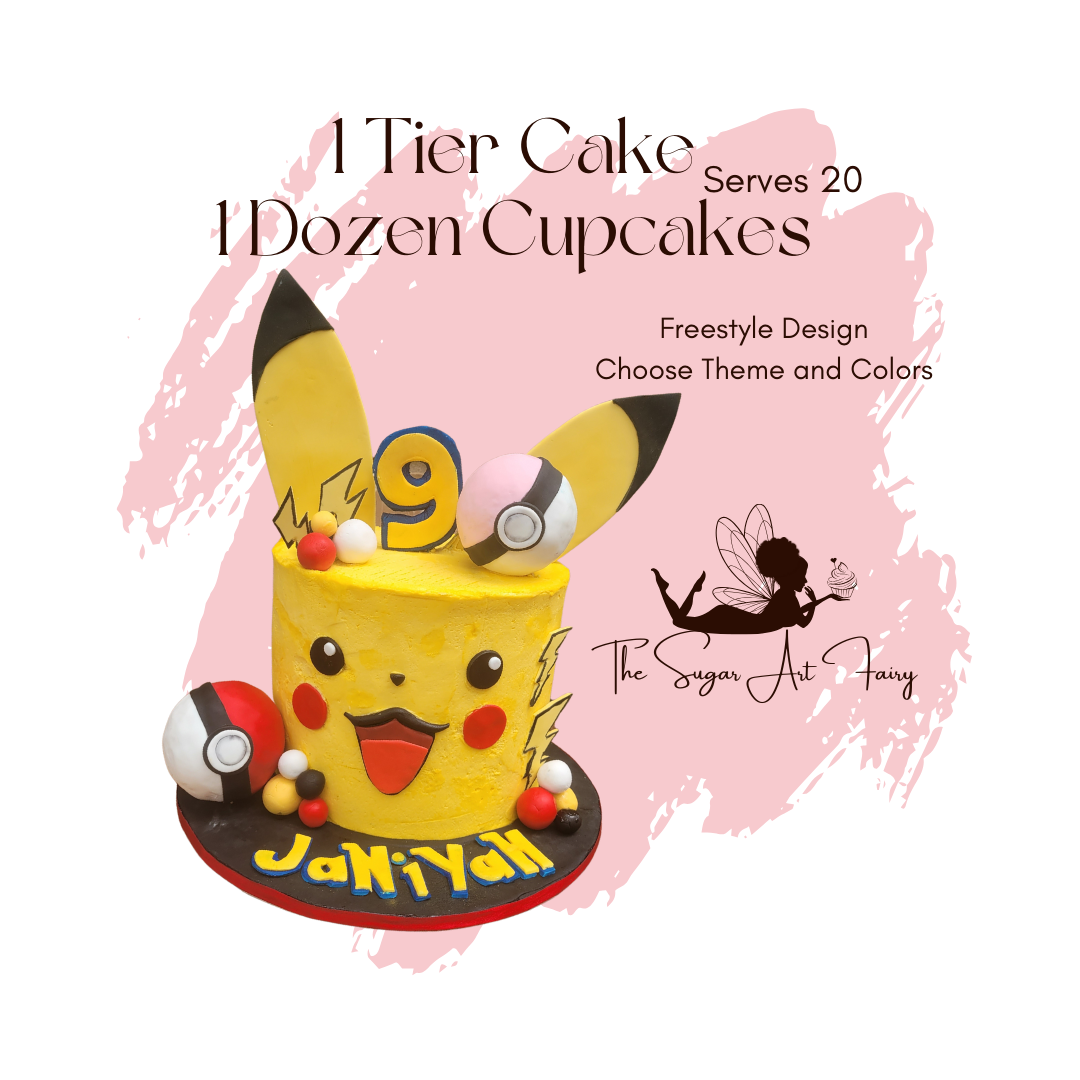 1 Tier Cake and 1 dozen Cupcakes
