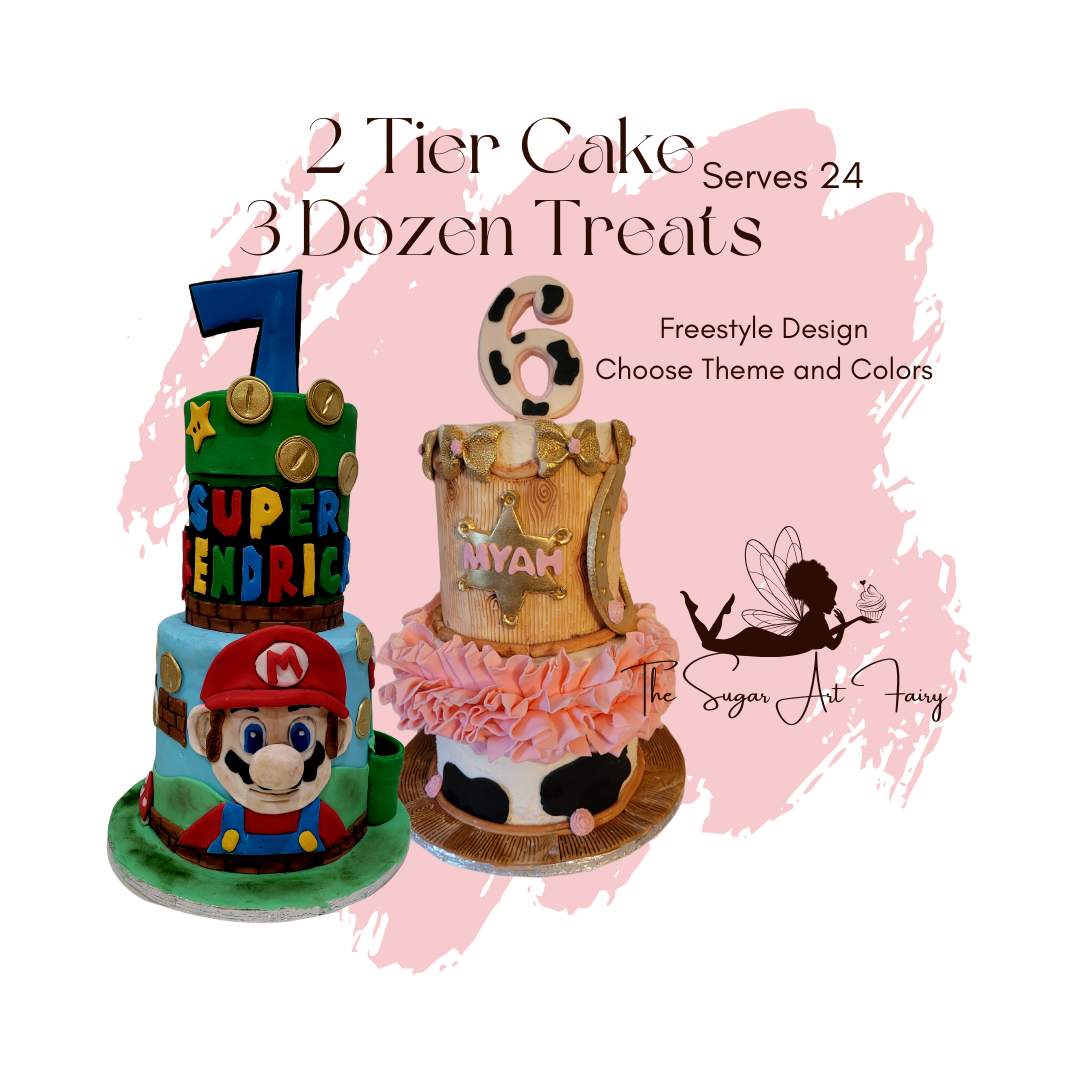 2 Tier Cake with 3 Dozen Treats
