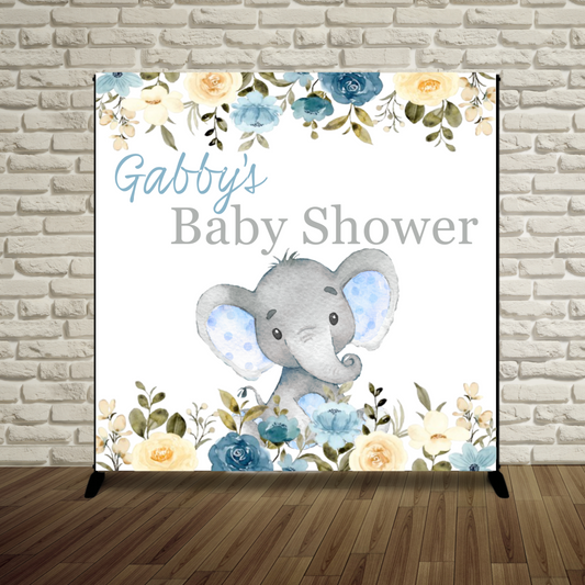 Floral Elephant Baby Shower Backdrop