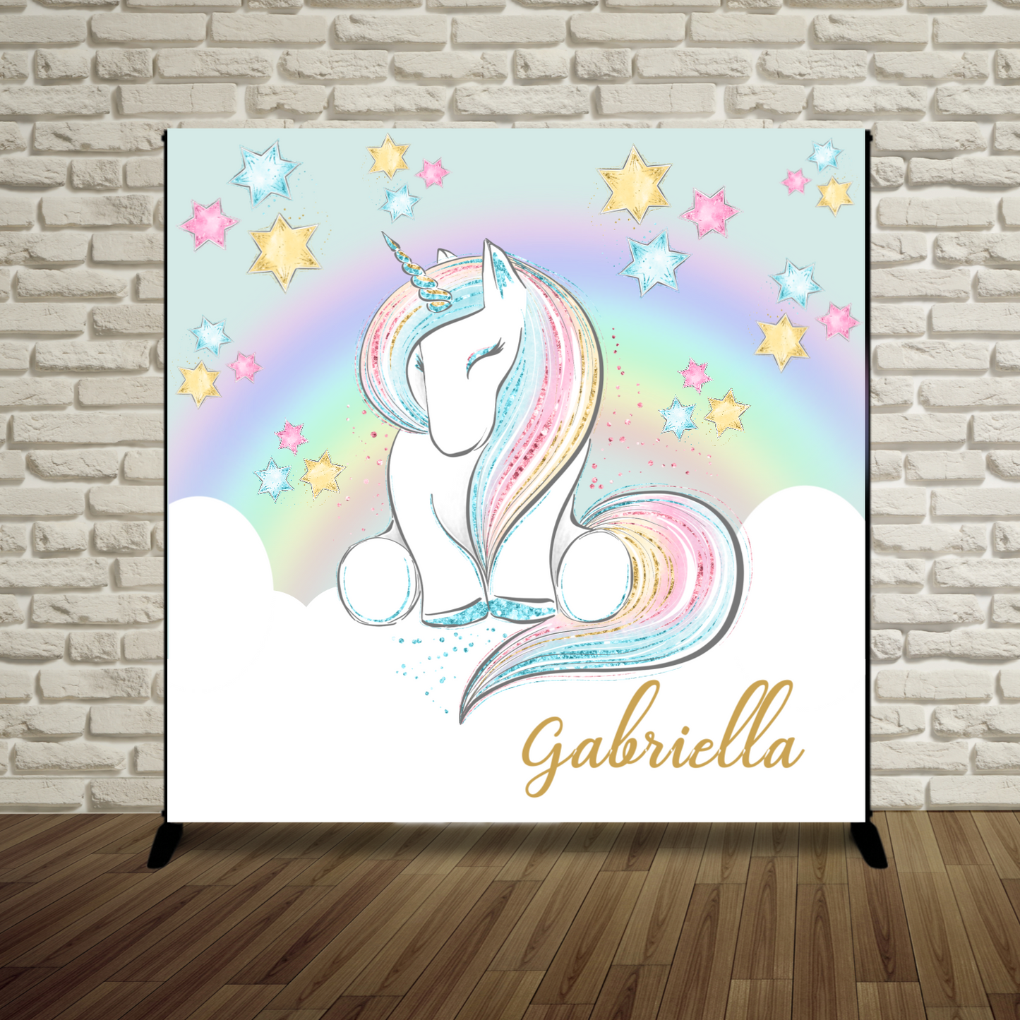 Pastel Rainbow Unicorn Backdrop (Custom Print or Digital File)